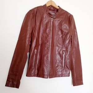 Kenneth Cole faux brown leather racer jacket